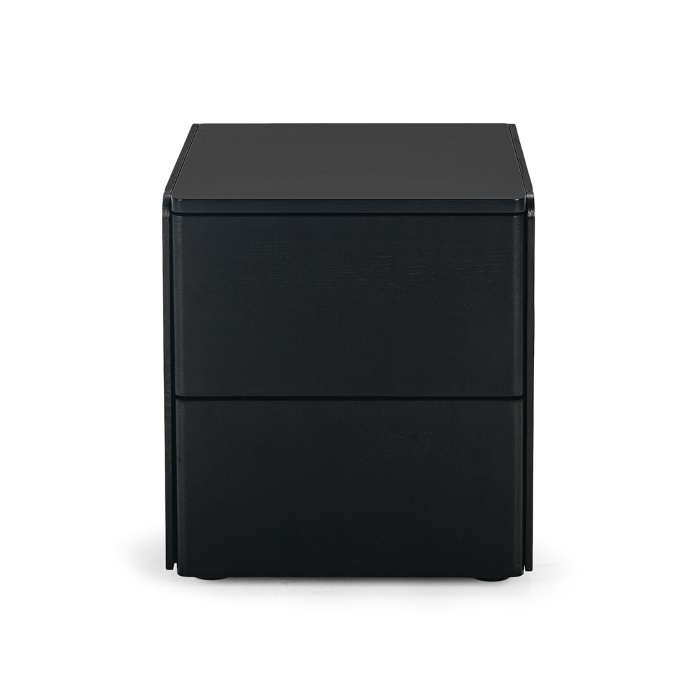 Cube Oak Bed Side Table - Black